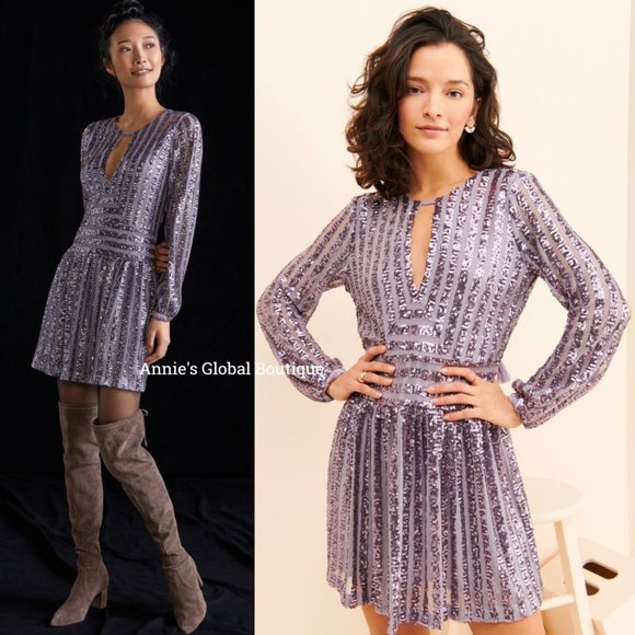 NWT ANTHROPOLOGIE Sequined Open-Back Mini Dress. Size 6 - Picture 15 of 16